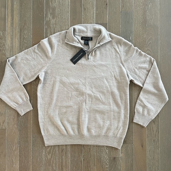Christian Lacroix NWT 100% Extra Fine Merino Wool 3/4 Zip Men's Sweater - Picture 1 of 4